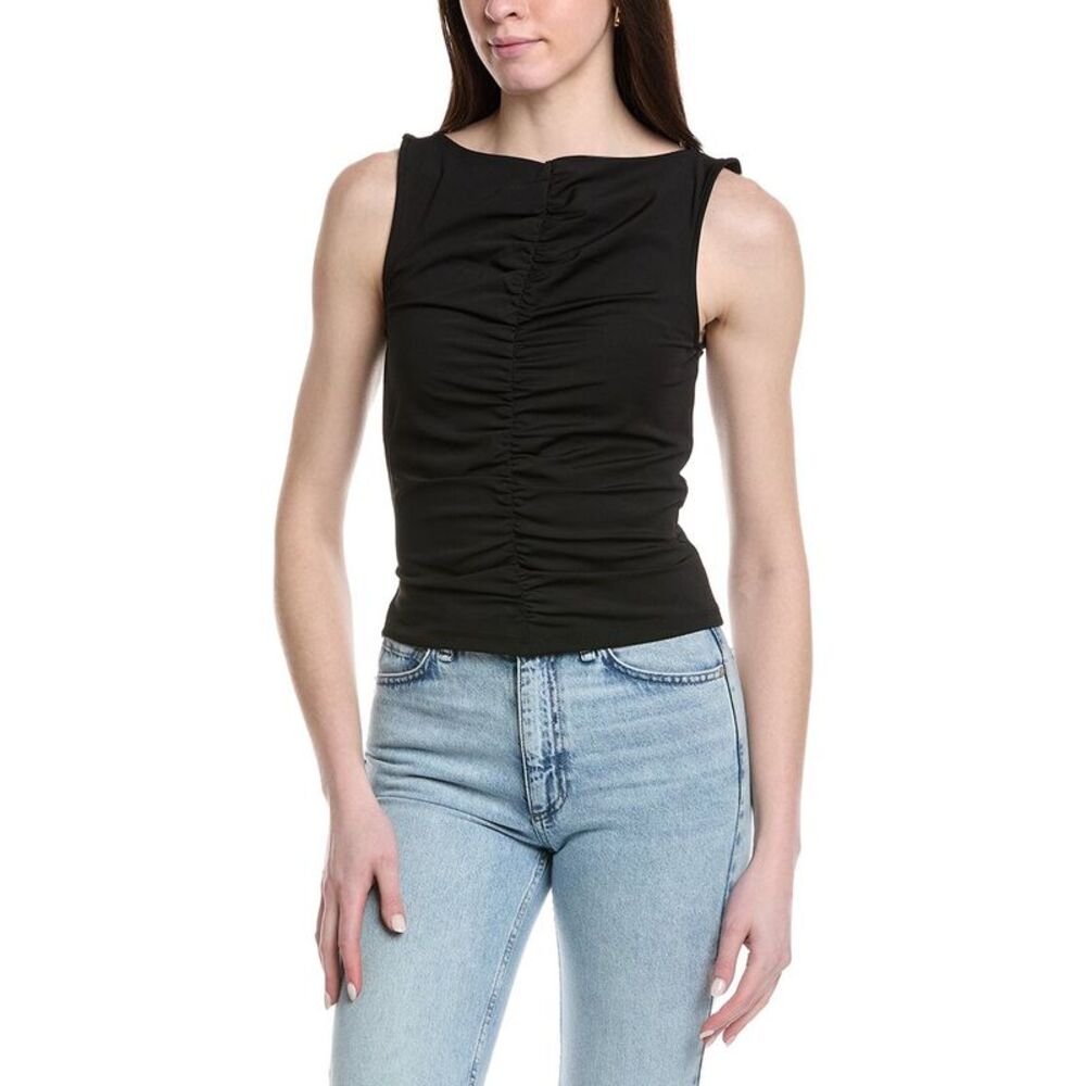 Frame Denim Womens  The Ruched Sleeveless Top, Black